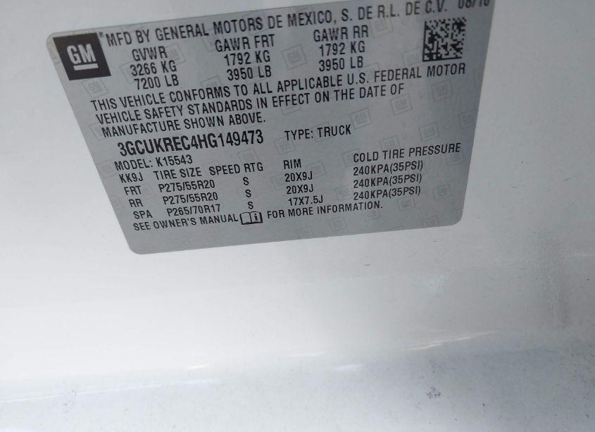 Photo 9 of 2017 Chevrolet Silverado 1500 1LT (VIN 3GCUKREC4HG149473)