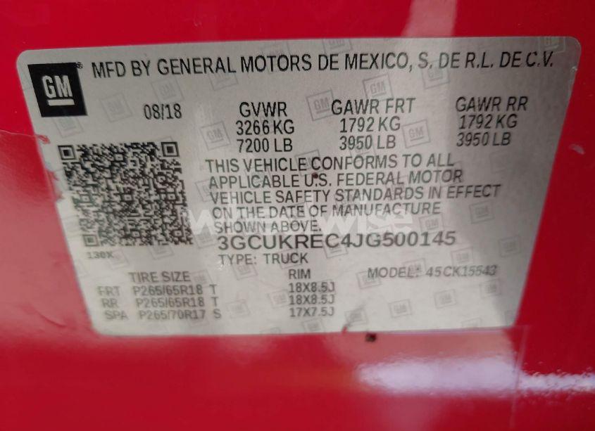 Photo 9 of 2018 Chevrolet Silverado 1500 2LT (VIN 3GCUKREC4JG500145)