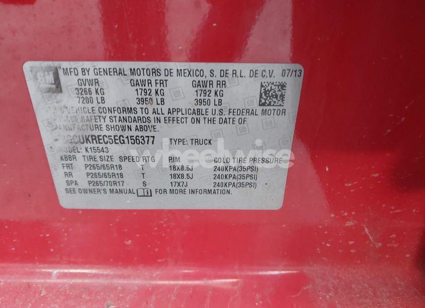 Photo 9 of 2014 Chevrolet Silverado 1500 1LT (VIN 3GCUKREC5EG156377)