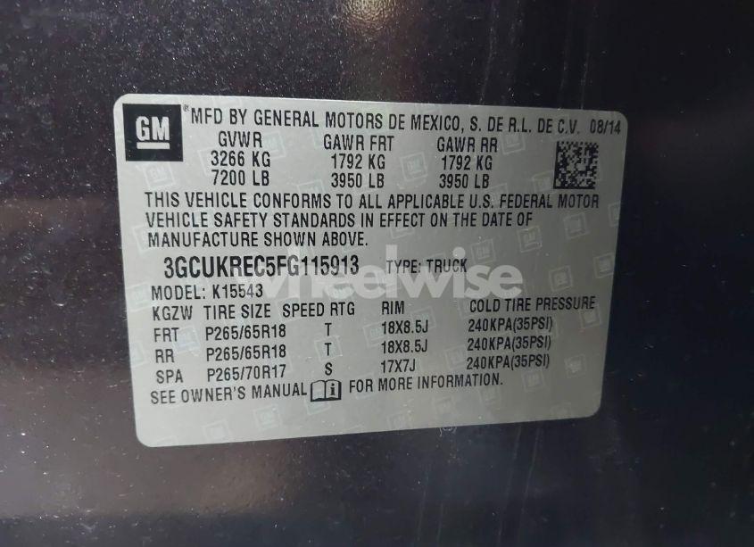 Photo 9 of 2015 Chevrolet Silverado 1500 1LT (VIN 3GCUKREC5FG115913)