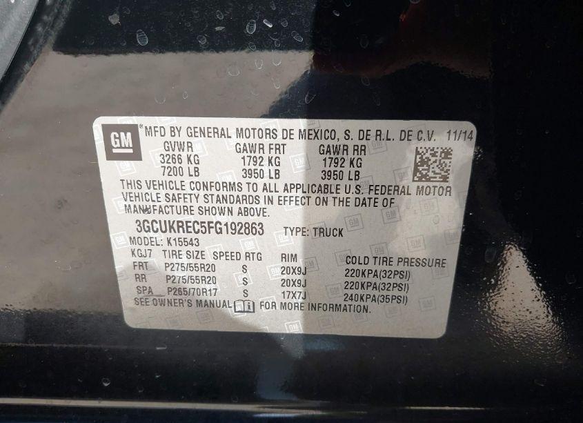 Photo 9 of 2015 Chevrolet Silverado 1500 2LT (VIN 3GCUKREC5FG192863)