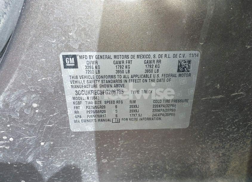 Photo 9 of 2015 Chevrolet Silverado 1500 1LT (VIN 3GCUKREC5FG208785)