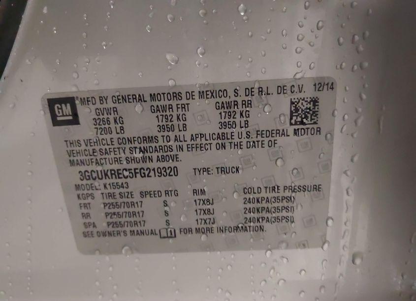 Photo 9 of 2015 Chevrolet Silverado 1500 1LT (VIN 3GCUKREC5FG219320)