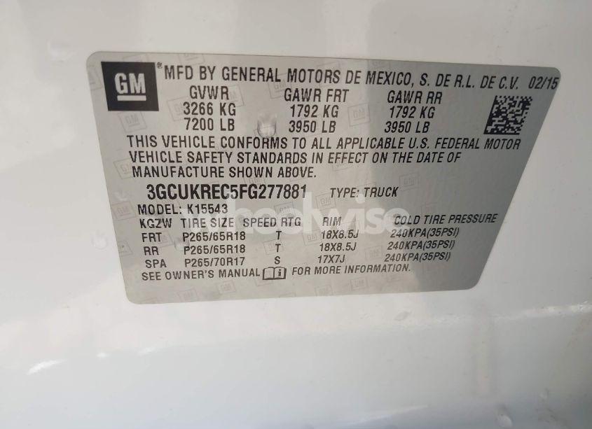 Photo 9 of 2015 Chevrolet Silverado 1500 2LT (VIN 3GCUKREC5FG277881)