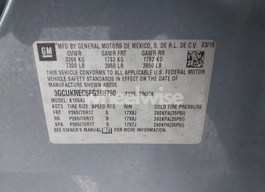 Photo 9 of 2015 Chevrolet Silverado 1500 1LT (VIN 3GCUKREC5FG308790)