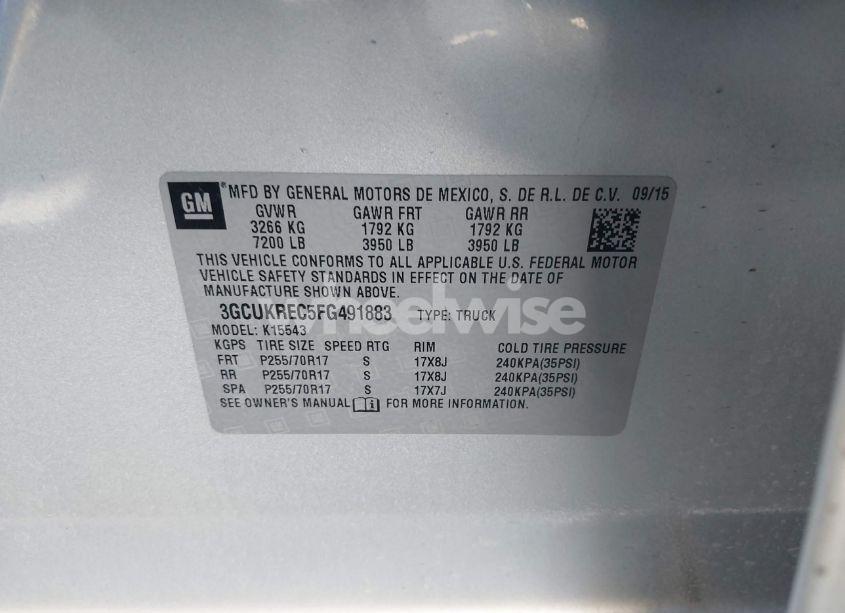 Photo 9 of 2015 Chevrolet Silverado 1500 1LT (VIN 3GCUKREC5FG491883)