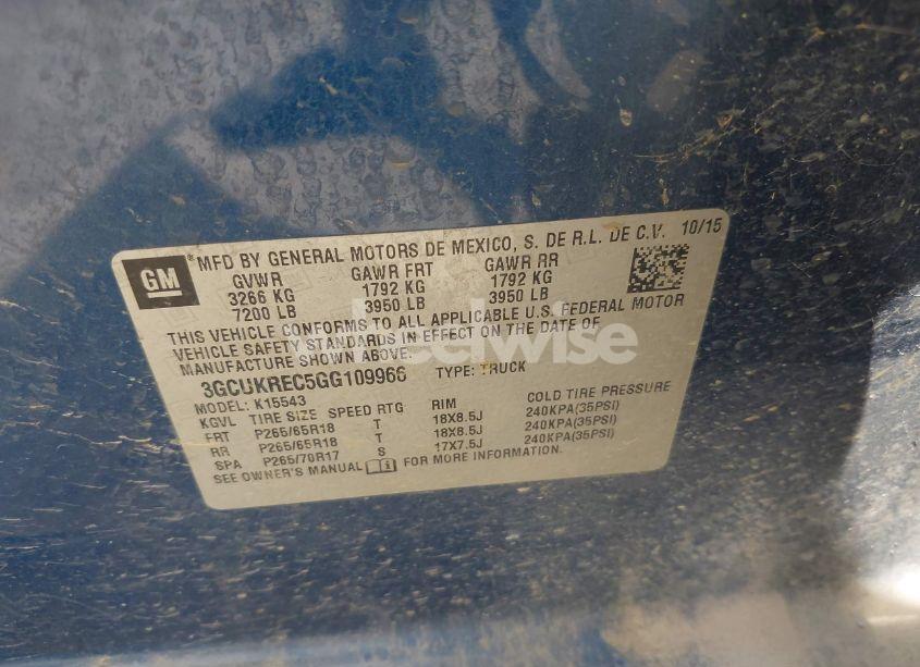 Photo 9 of 2016 Chevrolet Silverado 1500 1LT (VIN 3GCUKREC5GG109966)