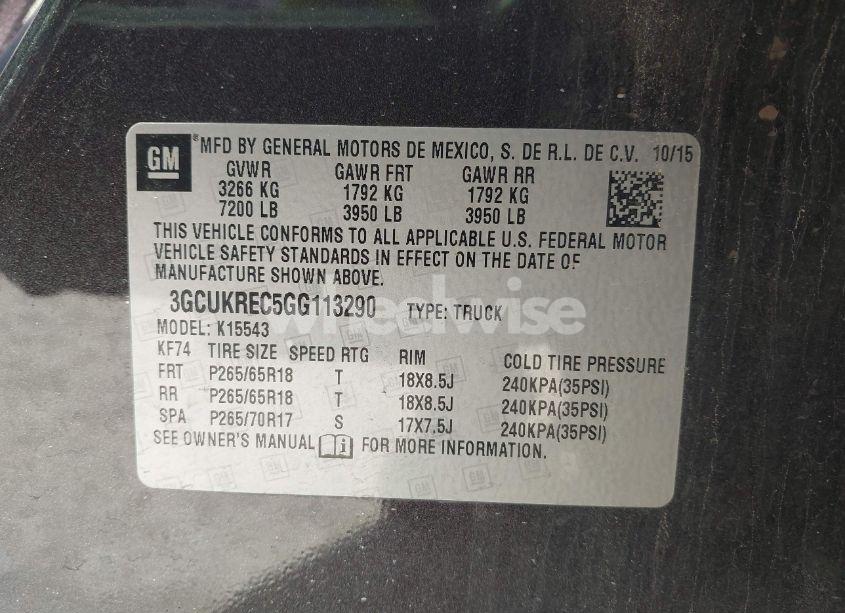 Photo 9 of 2016 Chevrolet Silverado 1500 2LT (VIN 3GCUKREC5GG113290)