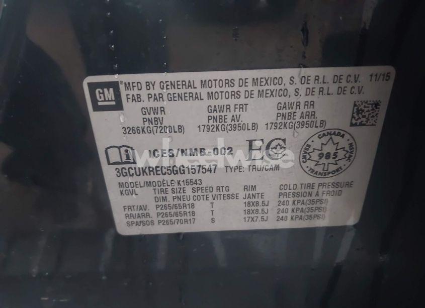 Photo 9 of 2016 Chevrolet Silverado 1500 1LT/2LT (VIN 3GCUKREC5GG157547)