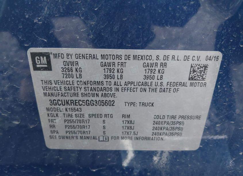 Photo 9 of 2016 Chevrolet Silverado 1500 1LT (VIN 3GCUKREC5GG305602)