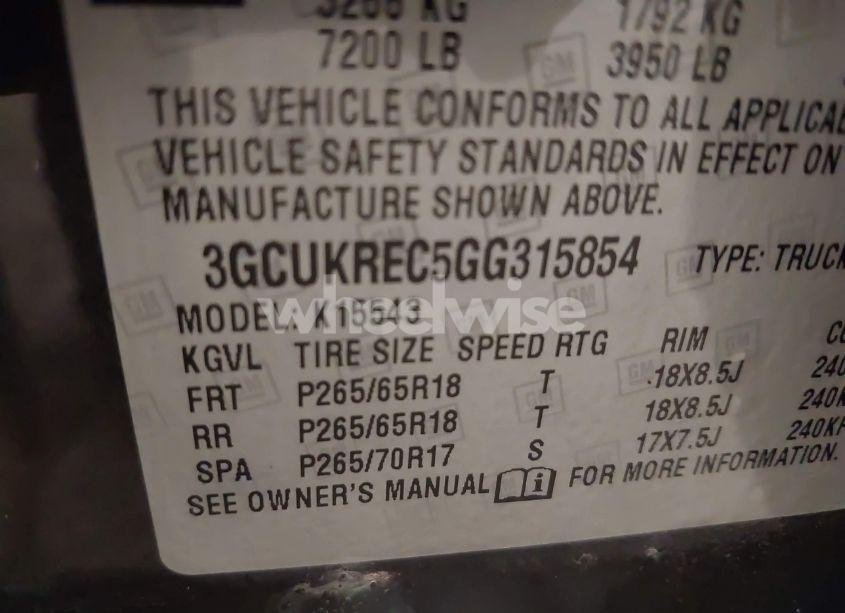 Photo 9 of 2016 Chevrolet Silverado 1500 1LT (VIN 3GCUKREC5GG315854)