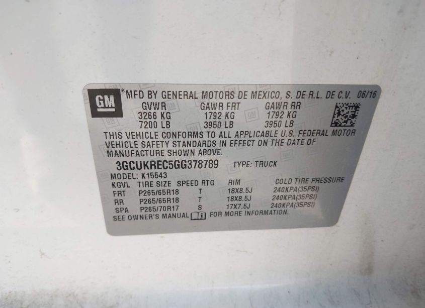 Photo 9 of 2016 Chevrolet Silverado 1500 2LT (VIN 3GCUKREC5GG378789)