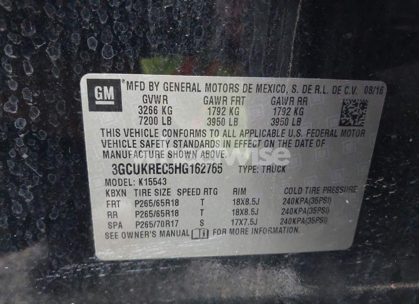 Photo 9 of 2017 Chevrolet Silverado 1500 2LT (VIN 3GCUKREC5HG162765)