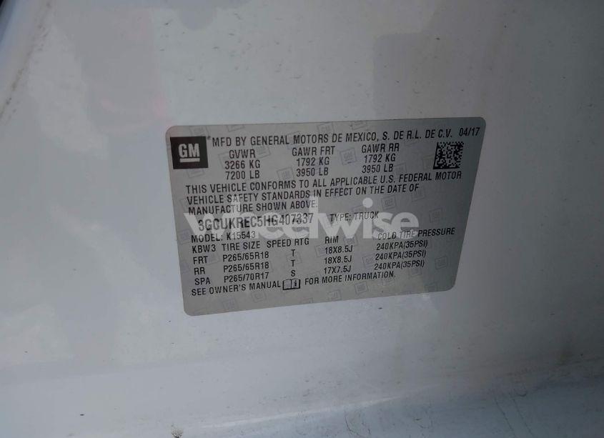 Photo 9 of 2017 Chevrolet Silverado 1500 1LT (VIN 3GCUKREC5HG407337)