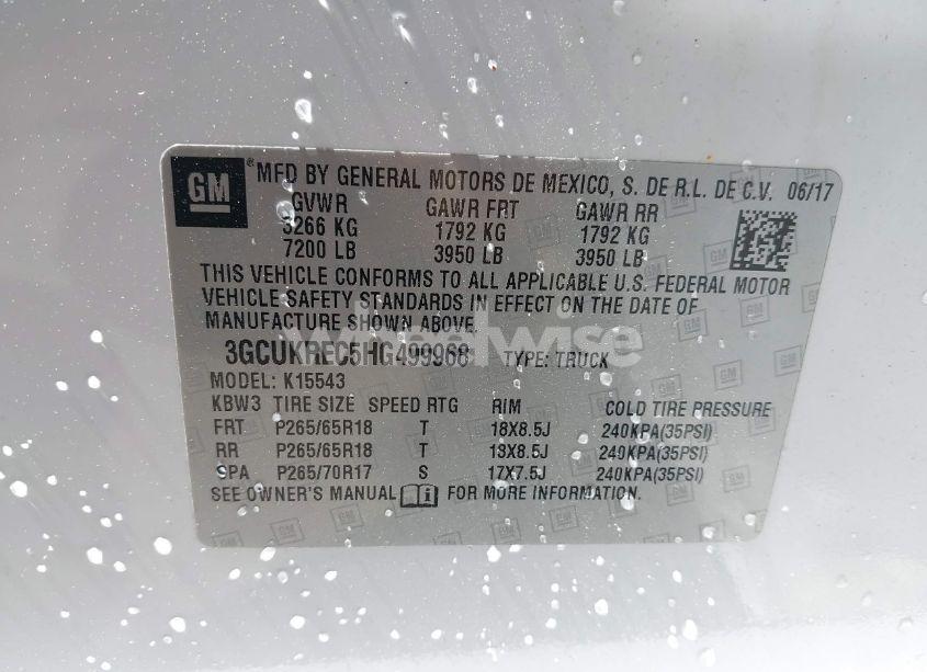 Photo 9 of 2017 Chevrolet Silverado 1500 2LT (VIN 3GCUKREC5HG499968)