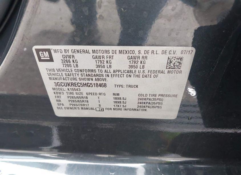 Photo 9 of 2017 Chevrolet Silverado 1500 2LT (VIN 3GCUKREC5HG518468)