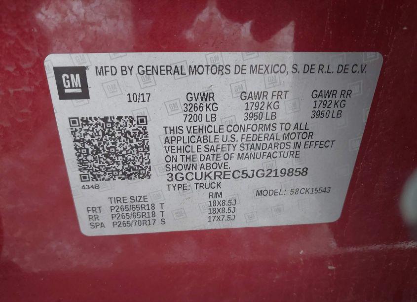 Photo 9 of 2018 Chevrolet Silverado 1500 LT (VIN 3GCUKREC5JG219858)