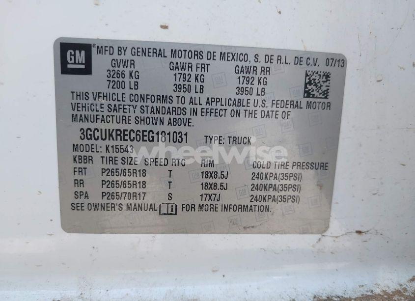 Photo 9 of 2014 Chevrolet Silverado 1500 1LT (VIN 3GCUKREC6EG181031)