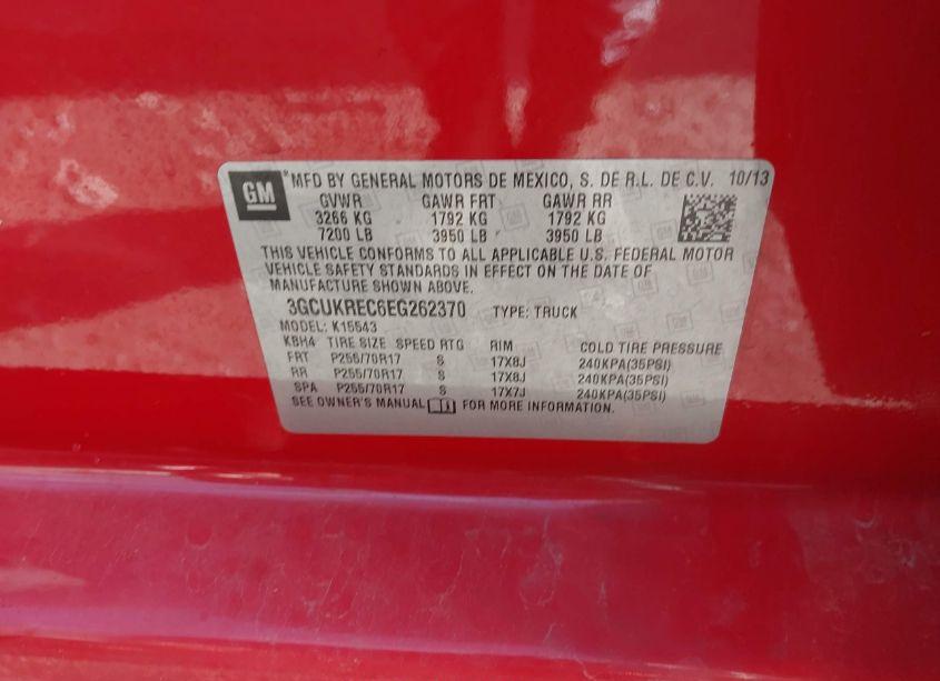 Photo 9 of 2014 Chevrolet Silverado 1500 1LT (VIN 3GCUKREC6EG262370)