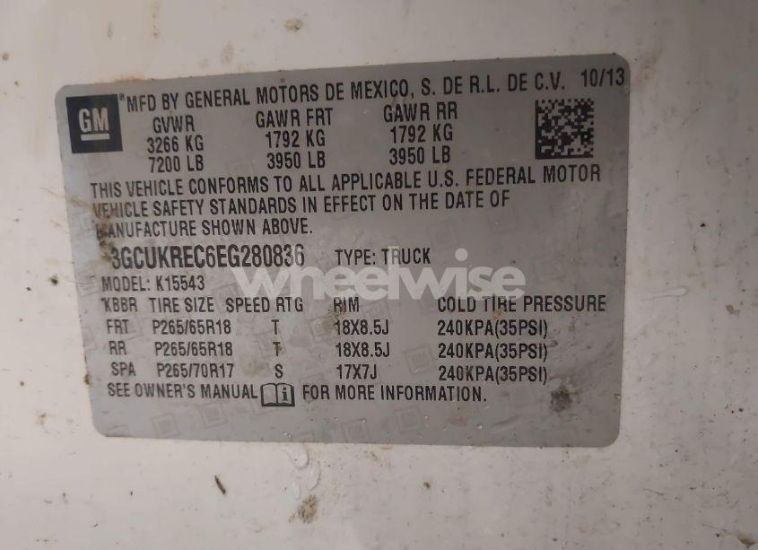 Photo 9 of 2014 Chevrolet Silverado 1500 2LT (VIN 3GCUKREC6EG280836)