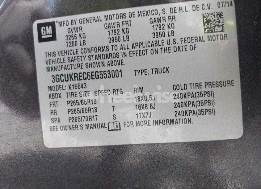 Photo 9 of 2014 Chevrolet Silverado 1500 LT (VIN 3GCUKREC6EG553001)