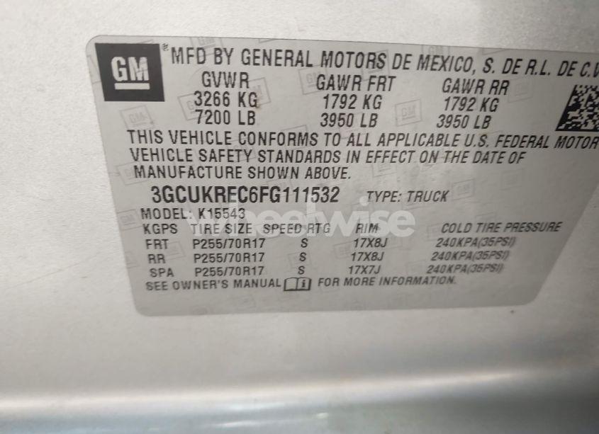 Photo 9 of 2015 Chevrolet Silverado 1500 1LT (VIN 3GCUKREC6FG111532)