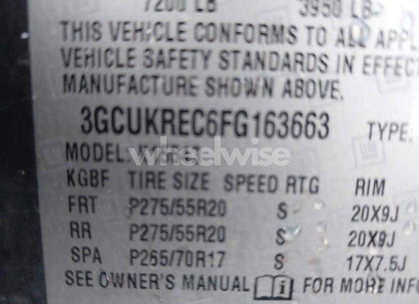 Photo 9 of 2015 Chevrolet Silverado 1500 1LT (VIN 3GCUKREC6FG163663)