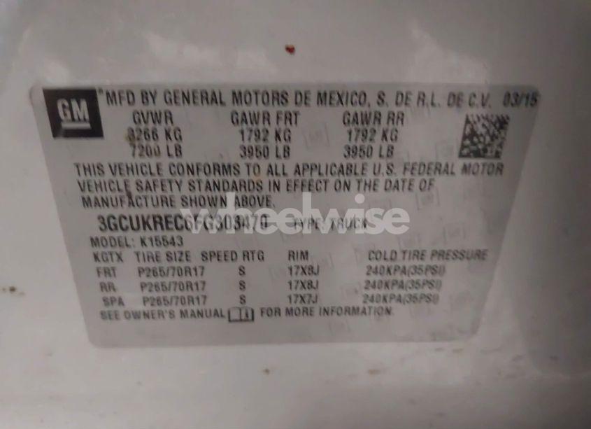 Photo 9 of 2015 Chevrolet Silverado 1500 1LT (VIN 3GCUKREC6FG303470)