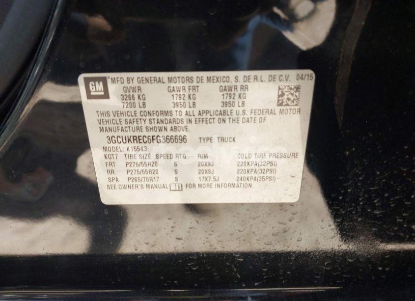 Photo 9 of 2015 Chevrolet Silverado 1500 1LT (VIN 3GCUKREC6FG366696)