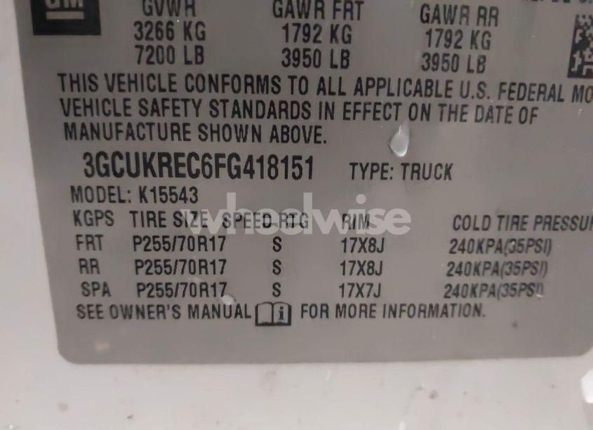 Photo 9 of 2015 Chevrolet Silverado 1500 1LT (VIN 3GCUKREC6FG418151)