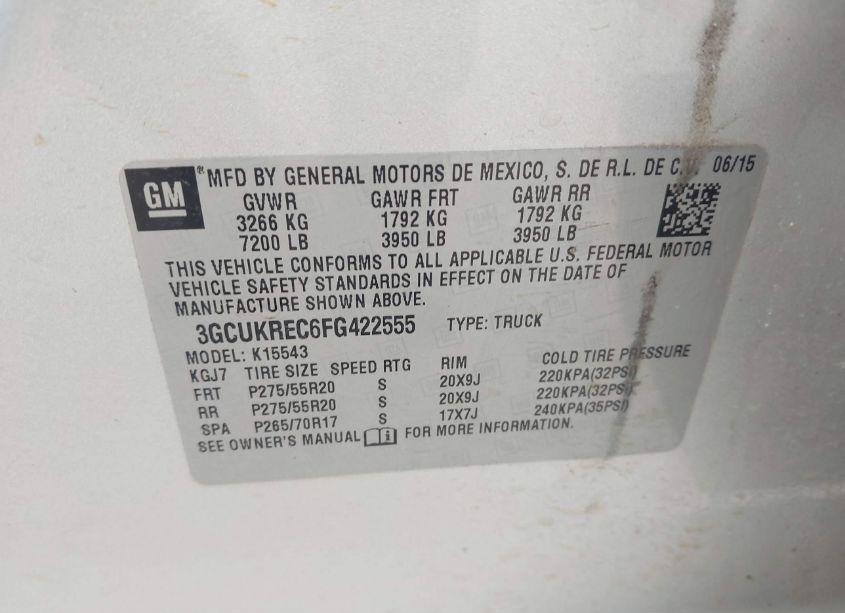 Photo 9 of 2015 Chevrolet Silverado 1500 2LT (VIN 3GCUKREC6FG422555)