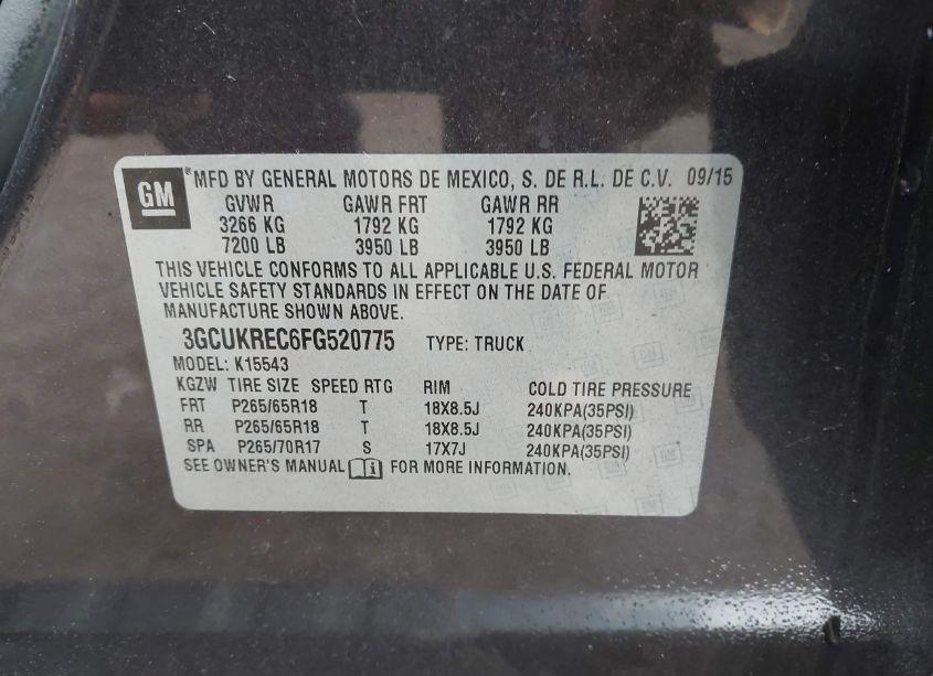 Photo 9 of 2015 Chevrolet Silverado 1500 2LT (VIN 3GCUKREC6FG520775)