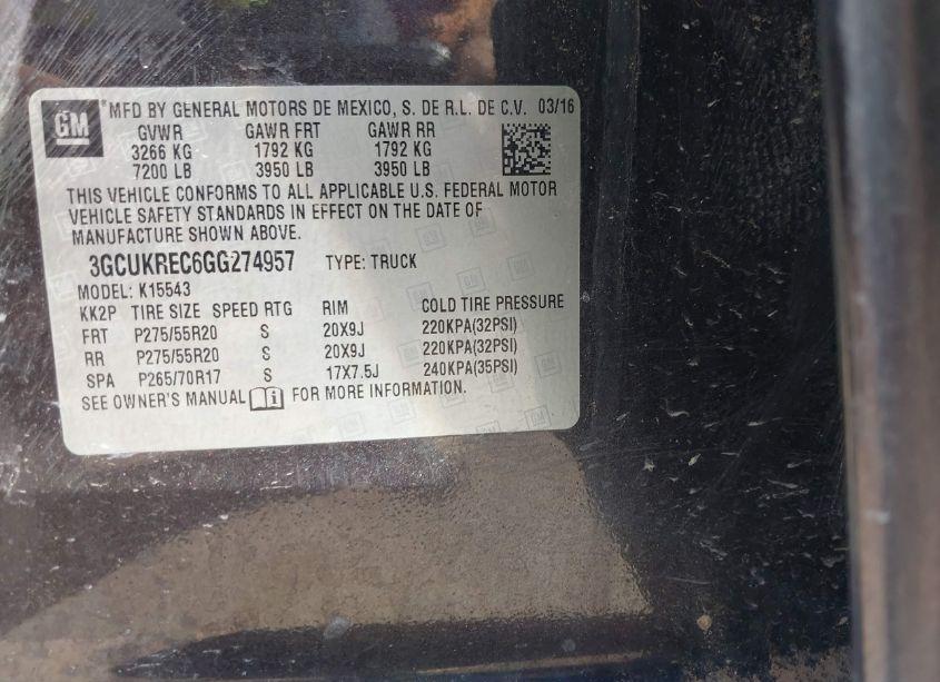 Photo 9 of 2016 Chevrolet Silverado 1500 1LT (VIN 3GCUKREC6GG274957)