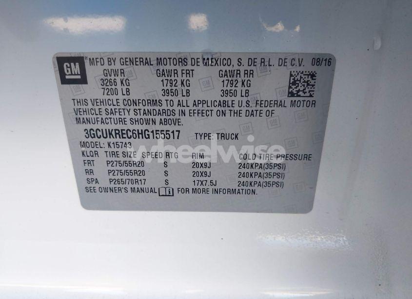 Photo 9 of 2017 Chevrolet Silverado 1500 2LT (VIN 3GCUKREC6HG155517)