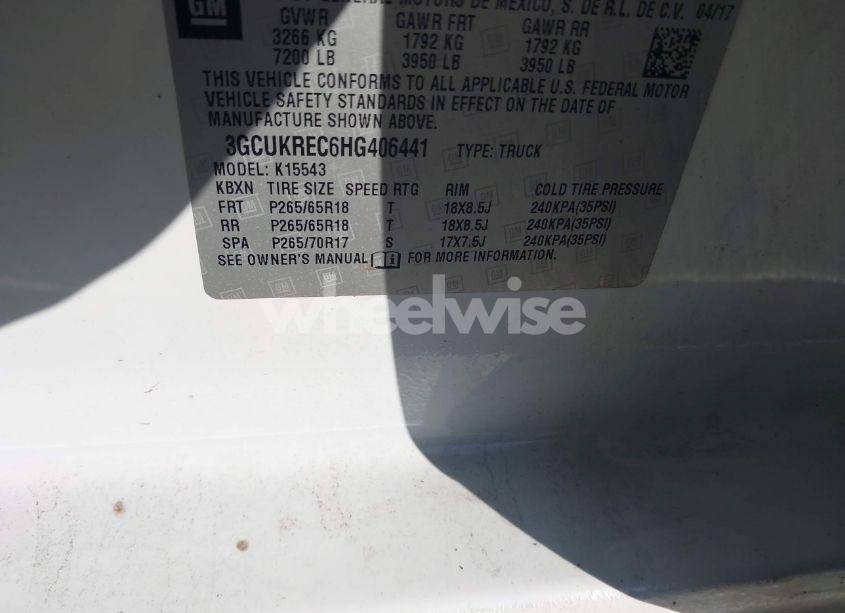 Photo 9 of 2017 Chevrolet Silverado 1500 2LT (VIN 3GCUKREC6HG406441)