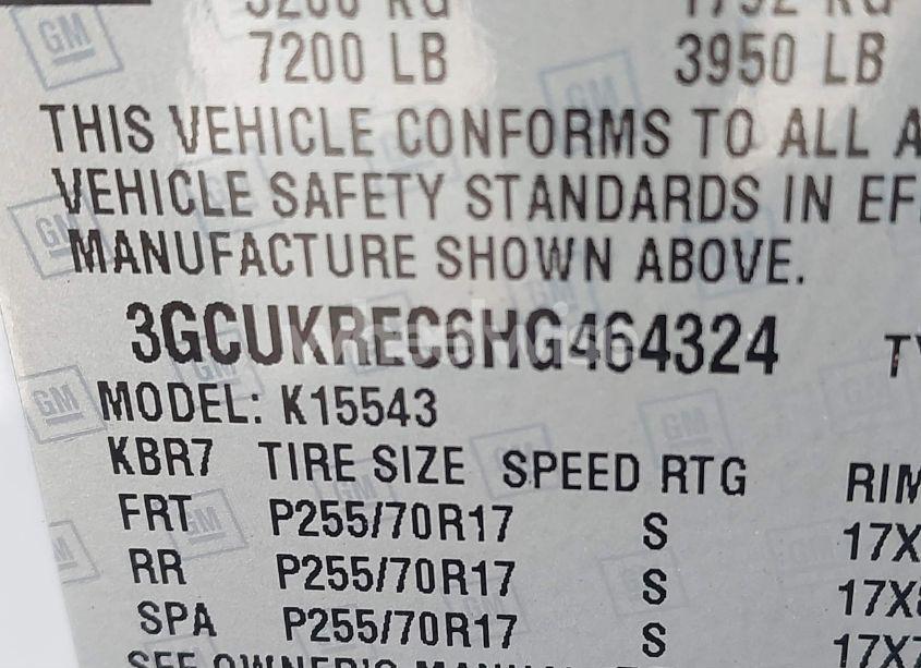 Photo 9 of 2017 Chevrolet Silverado 1500 1LT (VIN 3GCUKREC6HG464324)