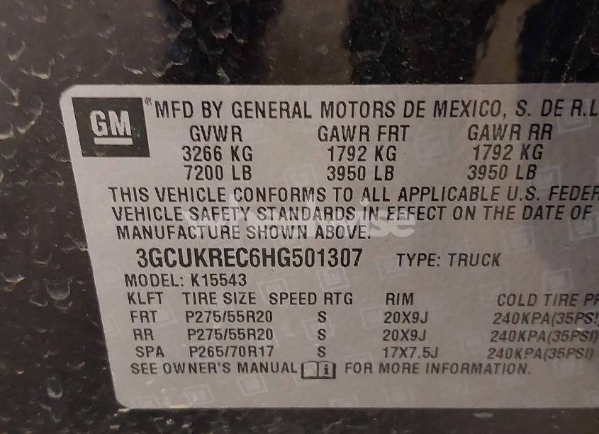 Photo 9 of 2017 Chevrolet Silverado 1500 2LT (VIN 3GCUKREC6HG501307)