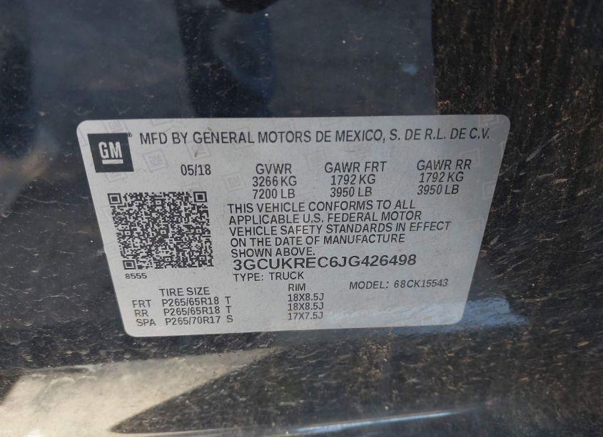 Photo 9 of 2018 Chevrolet Silverado 1500 2LT (VIN 3GCUKREC6JG426498)