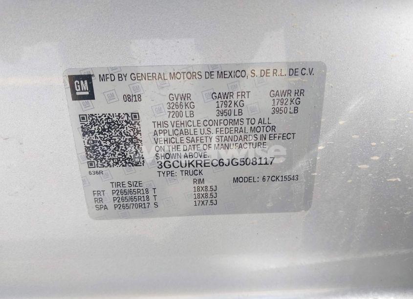 Photo 9 of 2018 Chevrolet Silverado 1500 2LT (VIN 3GCUKREC6JG508117)