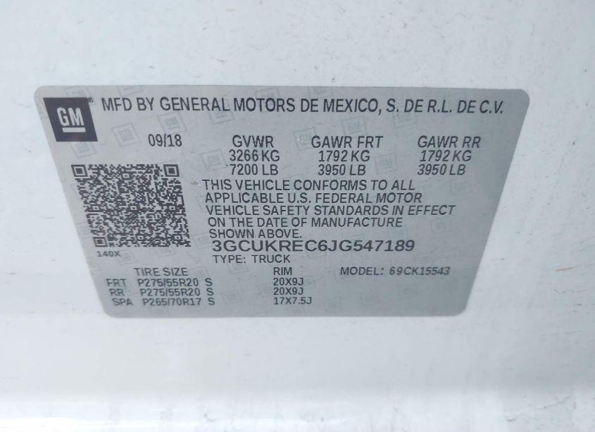 Photo 9 of 2018 Chevrolet Silverado 1500 2LT (VIN 3GCUKREC6JG547189)