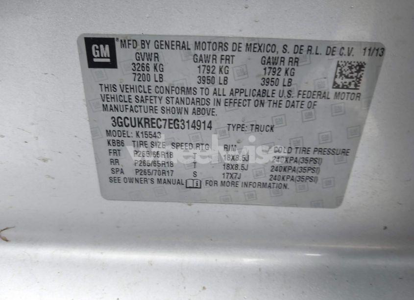 Photo 9 of 2014 Chevrolet Silverado 1500 1LT (VIN 3GCUKREC7EG314914)