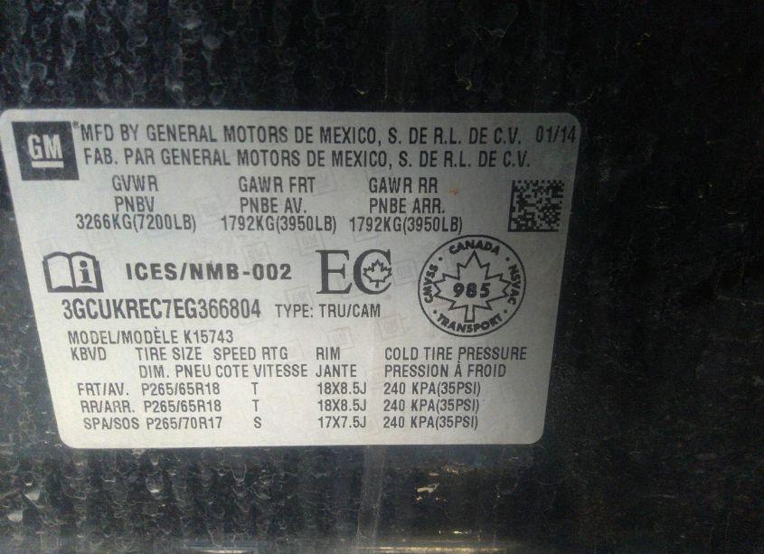 Photo 9 of 2014 Chevrolet Silverado 1500 1LT/2LT (VIN 3GCUKREC7EG366804)