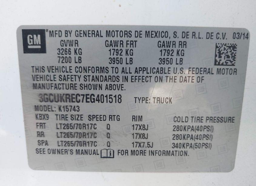 Photo 9 of 2014 Chevrolet Silverado 1500 1LT (VIN 3GCUKREC7EG401518)