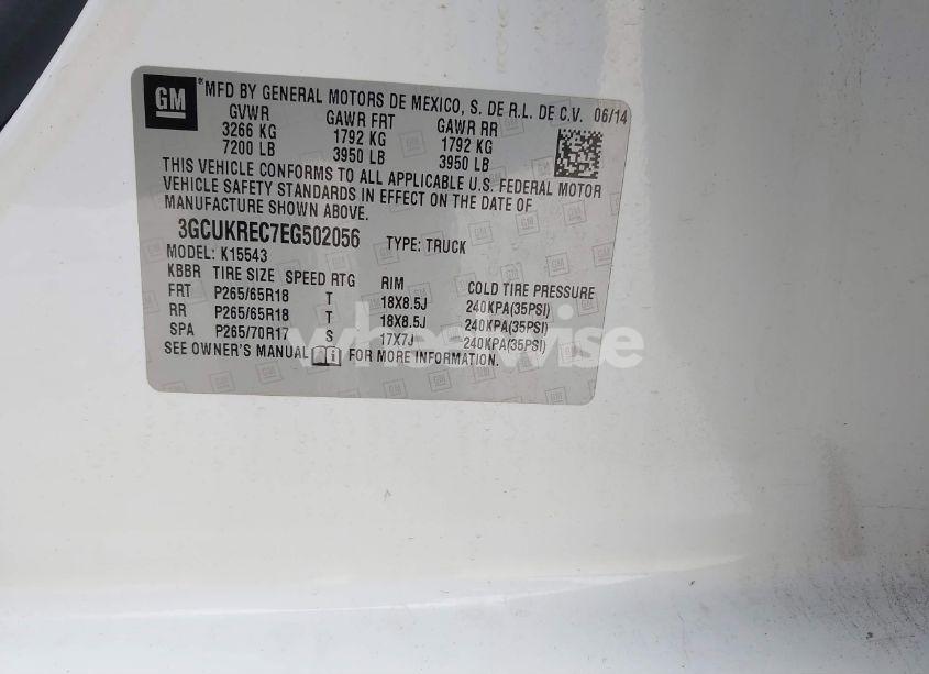 Photo 9 of 2014 Chevrolet Silverado 1500 2LT (VIN 3GCUKREC7EG502056)