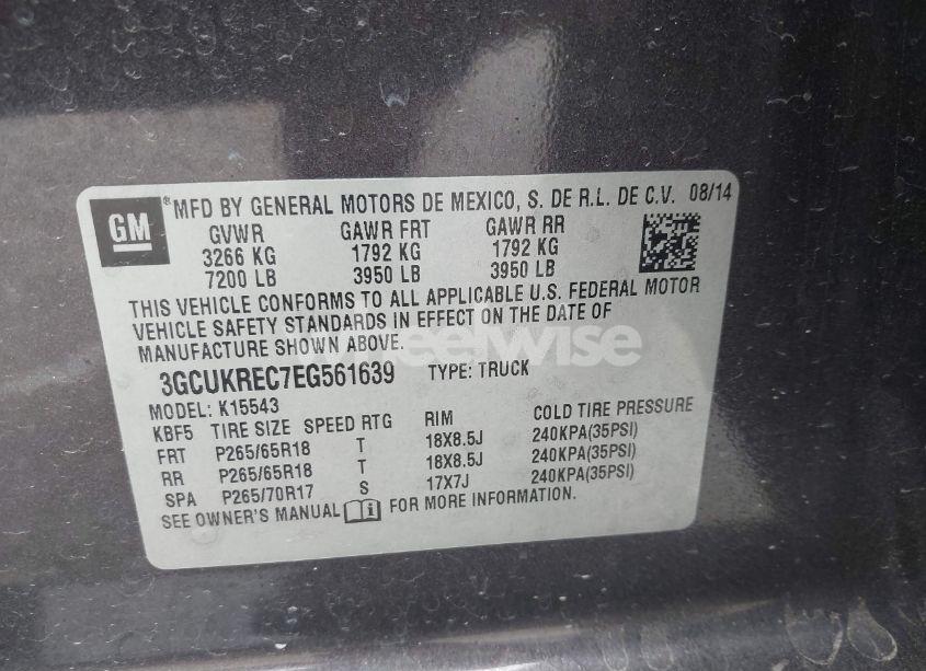 Photo 9 of 2014 Chevrolet Silverado 1500 2LT (VIN 3GCUKREC7EG561639)