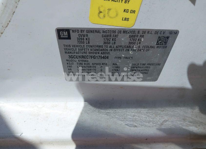 Photo 9 of 2015 Chevrolet Silverado 1500 2LT (VIN 3GCUKREC7FG179404)