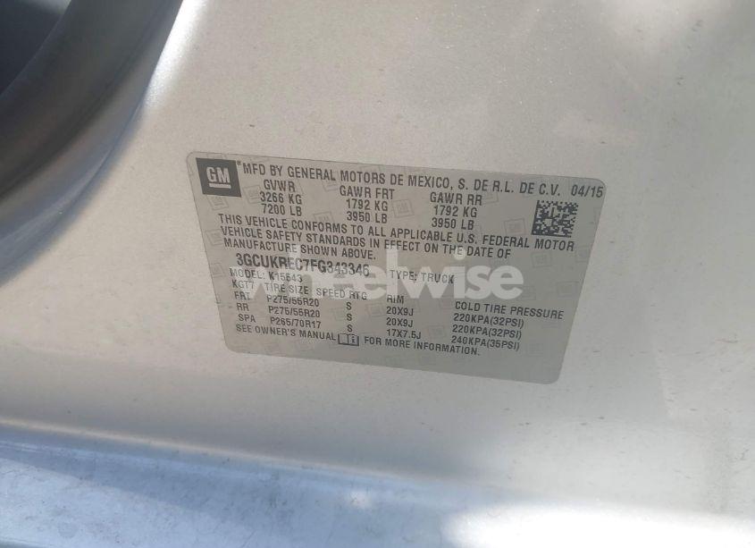 Photo 9 of 2015 Chevrolet Silverado 1500 1LT (VIN 3GCUKREC7FG343346)