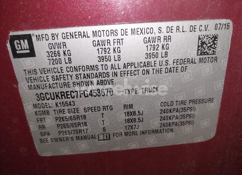 Photo 9 of 2015 Chevrolet Silverado 1500 2LT (VIN 3GCUKREC7FG453670)
