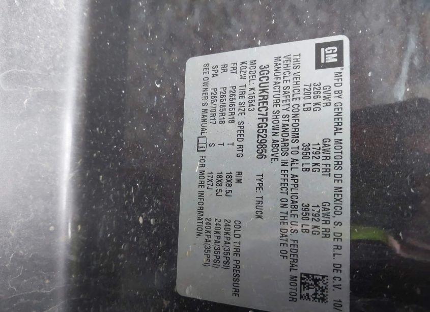 Photo 9 of 2015 Chevrolet Silverado 1500 1LT (VIN 3GCUKREC7FG529856)