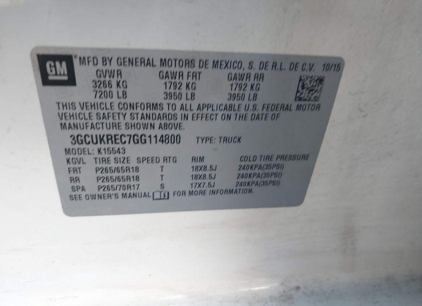 Photo 9 of 2016 Chevrolet Silverado 1500 2LT (VIN 3GCUKREC7GG114800)